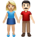 👩🏼‍🤝‍👨🏻 woman and man holding hands: medium-light skin tone, light skin tone display on Apple